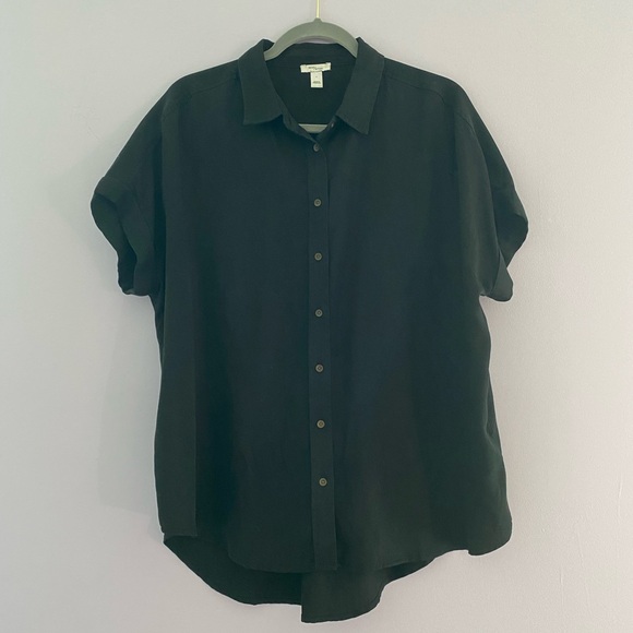 Daily Ritual | Women's Tencel Oversized Short-Sleeve Button-Front Shirt - Picture 11 of 11